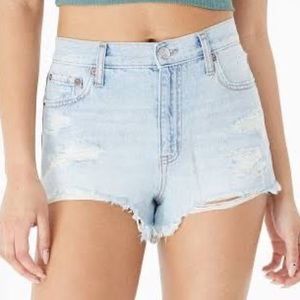 Aeropostale Light Blue Distressed High-Rise Jean Shorts
